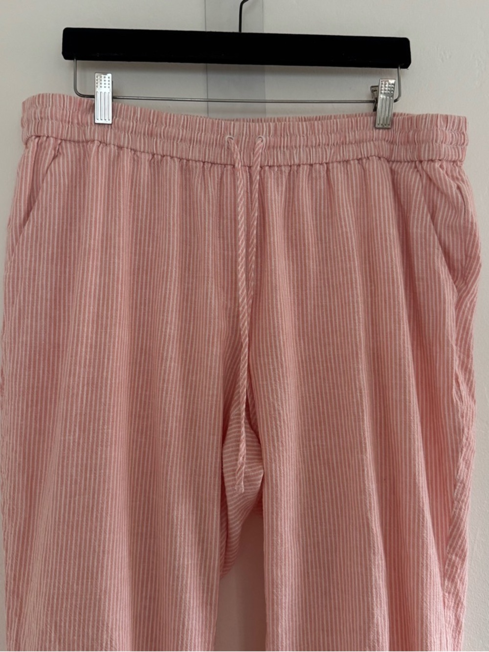 J. Crew Factory Striped Linen-Cotton Blend Drawstring Pant Cropped Spring Beachy - Picture 4 of 11